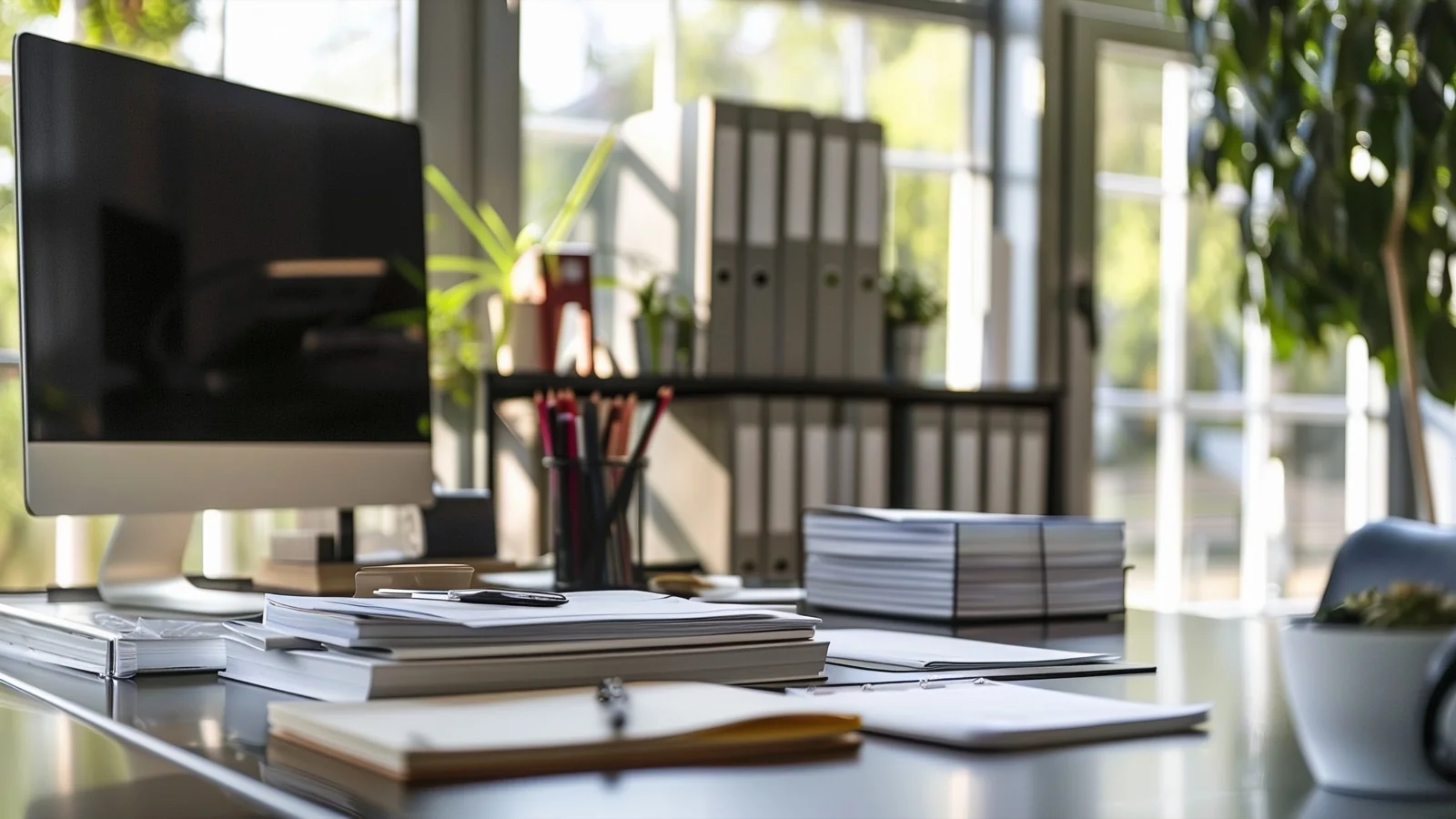 Arbeitszeit und Pausen im Büro: moderner Arbeitsplatz als Symbol für Erholung im Arbeitstag